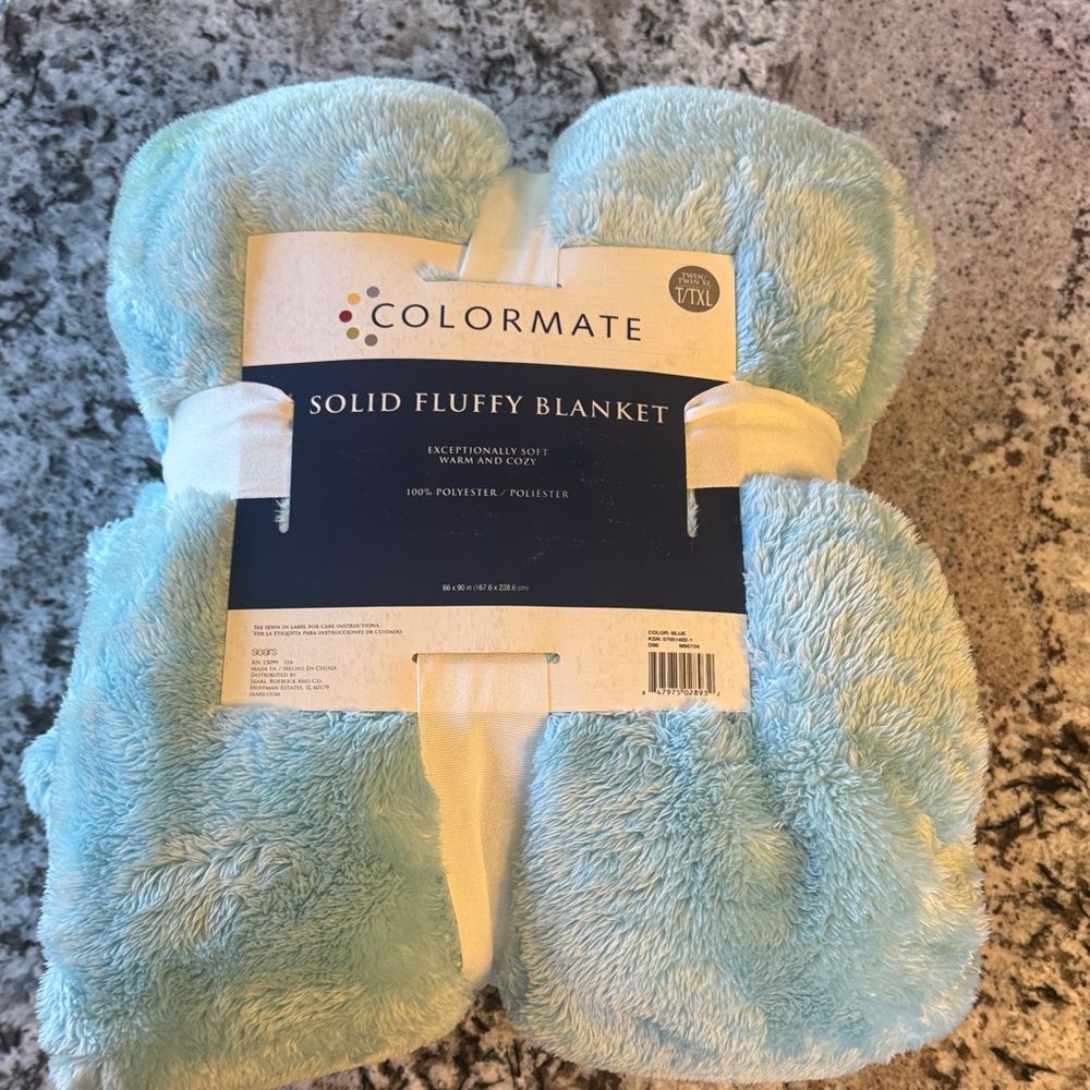 Solid Fluffy Blanket - Light Aqua Blue